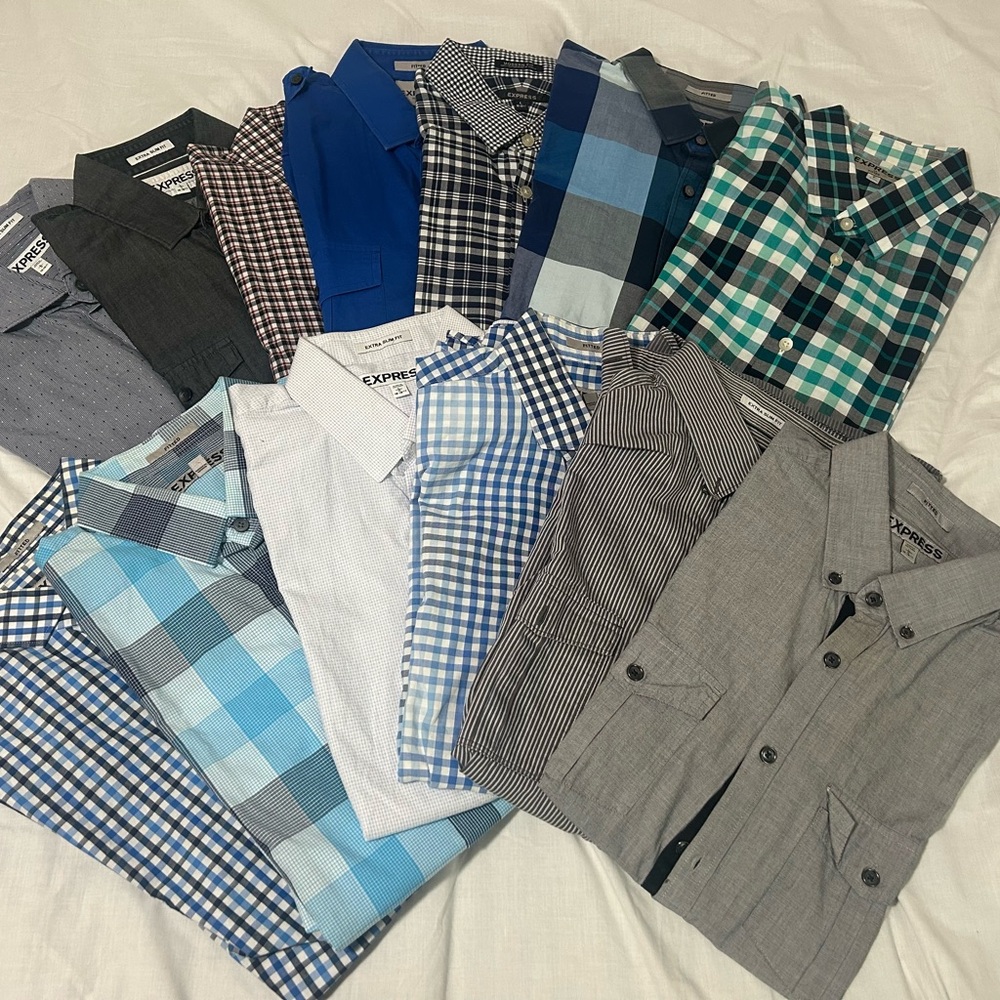 COPY - 13x Men’s Express Design Studio Button-up Collared Dress Shirts Bundle S…